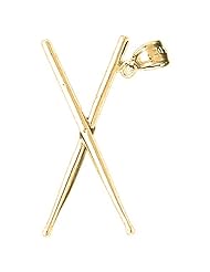 Gold-Plated 925 Sterling Silver 3-D Drum Sticks Pendant