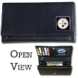 Pittsburgh Steelers Genuine Leather Womens Female Clutch Pocketbook - NFL Football Fan Shop Sports Team Merchandise