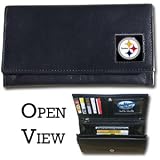 Pittsburgh Steelers Genuine Leather Womens Female Clutch Pocketbook - NFL Football Fan Shop Sports Team Merchandise