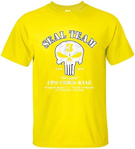 XiaoHai Men's Chris Kyle Seal Team Short Sleeve T-shirt yellow S