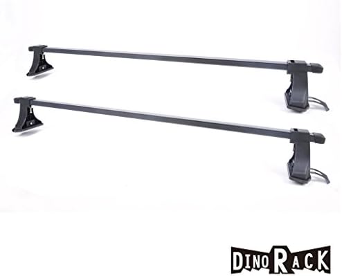 DINORACK 2pcs Black Aircraft Aluminum Adjustable Window-Frame-Mount Style Roof Rack Cross Bars + Brackets + Mounting Hardwares