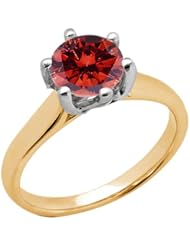 1.65 Ct Round Cognac Red SI1/SI2 Diamond 18K Yellow Gold Ring