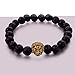 Long Way Natural Lava Rock Matte Agate Bracelet Lion Head Elastic Strand Bangle for Women and Men