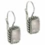 Sterling Silver Genuine Rose Quartz Stone Rectangle LeverBack Lever Back Earrings