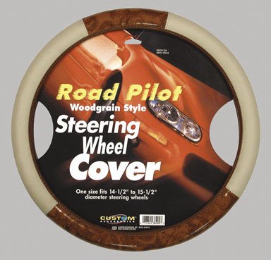 Woodgrain Style Steering Wheel Cover, Tan Road Pilot