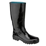 Solid Rain Boots with Buckle - Black by 