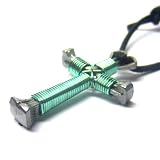 Seafoam Green Horseshoe Nail Cross Necklace