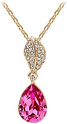 SS Bijoux Banana Leaf Full Diamond Austrian Crystal Drop Pendant Necklace Swarovski Elements Valentines Gift (C9)