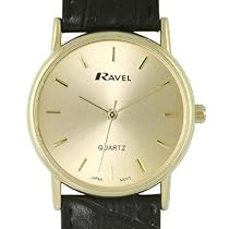 Ravel - R0101.06.1 - Montre Homme - Quartz japonais - Ecran doré - Bracelet noir effet crocodile