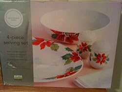 MARTHA STEWART EVERYDAY 4 PIECE SERVING SET WOODLAND HOLIDAY