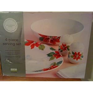 MARTHA STEWART EVERYDAY 4 PIECE SERVING SET WOODLAND HOLIDAY
