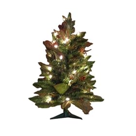 GKI Bethlehem Lighting 2-Foot Green River Spruce Christmas Tree Pre-lit with 35 Clear Mini Lights on a Plastic Stand