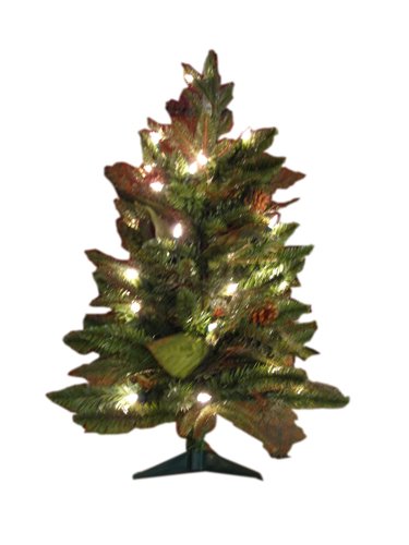 GKI Bethlehem Lighting 2-Foot Green River Spruce Christmas Tree Pre-lit with 35 Clear Mini on a Plastic Tree Stand