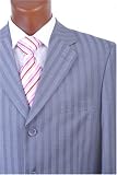 Men's Single Breasted 3 Button Gray Pinstripe Super 150's Dress Suit