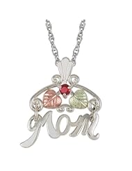 Black Hills Gold 2.5mm July Birthstone Mom Charm Necklace