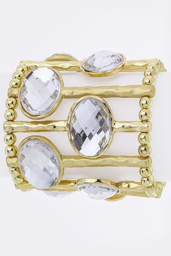 LAUREN SPADE Station Gems Stretch Bracelet (Clear)