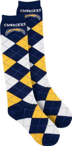 San Diego Chargers Women's Navy/Gold Argyle Knee High Socks