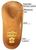 Pedag Holiday 3/4 Leather Ultra Light, Thin, Semi-Rigid Orthotic with Metatarsal Pad, and Heel Cushion, Tan