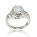 Synthetic Oval Pink Opal Sterling Silver Filigree Shank Women's Halo Wedding Ring SPJ