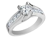 Princess Cut Diamond Engagement Ring 1.5 Carat (ctw) in 14K White Gold (Certified)
