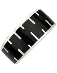 Sterling Silver Black Resin and Sand Cuff Bracelet