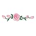 Rose with Pink Flower Green Leaves Embroidery Sneaker Iron On Applique Patch