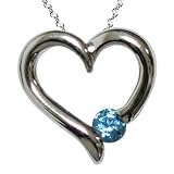 Swiss Blue Topaz Heart Pendant In Sterling Silver With 18" Chain (1/4 CT)