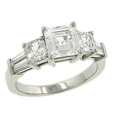 Baguette/ Asscher Diamond Engagement Ring 1.30cttw