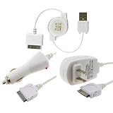 Retractable USB Data Cable + Home Charger Adapter & Car Charger Adapter for Apple iPhone 3G 16GB / 8GB, iPod Touch 2nd Gen 16GB / 32GB / 8GB, iPod Nano 4th