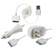 Retractable USB Data Cable + Home Charger Adapter & Car Charger Adapter for Apple iPhone 3G 16GB / 8GB, iPod Touch 2nd Gen 16GB / 32GB / 8GB, iPod Nano 4th