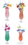 4 Dozen Assorted Tropical Drinking Straws Luau Wedding Hawaiian Umbrella Flamingo Flower