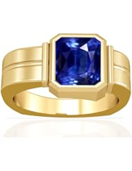 14K Yellow Gold Emerald Cut Blue Sapphire Solitaire Ring