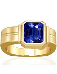 18K Yellow Gold Emerald Cut Blue Sapphire Solitaire Ring