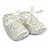 Baby Unisex Christening Shoes in White with Lace (Special Occasions) (Size 2