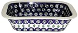Teresa Beach Polish Pottery 9.5 inch x 7 inch Loaf Pan, Peacock Pattern