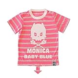 MONICA BABY BLUE キッズ Tシャツ スカル ネオンボーダースカルT 80サイズ ネオンピンク コットン ポリエステル 2111504013