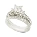 Jewelry : 1 1/4 cttw Princess-Cut and Round Diamond Pave 14k White Gold Wedding Set (3/4 ct Center, SI1/2, H-I)