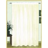 2 Sheer Voile Curtains 58 W x 63 L - Ecru Beige by 