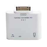 NOUVEAU 2in1 USB Camera Connection Kit lecteur de carte SD pour Apple iPad 2, le nouvel iPad blanc