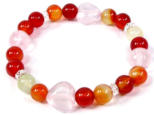 パワーストーン 天然石 カーネリアン＆ローズクォーツ『目標や望みを達成する』ブレスレット