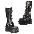 3 1/2 Inch Mens Combat Boots Black Spiked Platform Gothic Punk Style Shoe