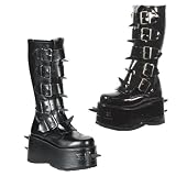 3 1/2 Inch Mens Combat Boots Black Spiked Platform Gothic Punk Style Shoe