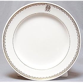 Mayer China (American) 11 Inch Dinner Plate - Gold Trim Double H Monogram by Mayer China