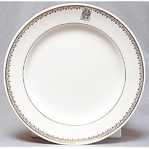 Mayer China (American) 11 Inch Dinner Plate - Gold Trim Double H Monogram by