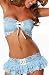 Sexy Blue Lace Bandeau Bra & Skirt Lingerie Set with Mini White