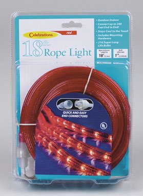 Noma #55133-88 HW 18' RED Rope Light Set