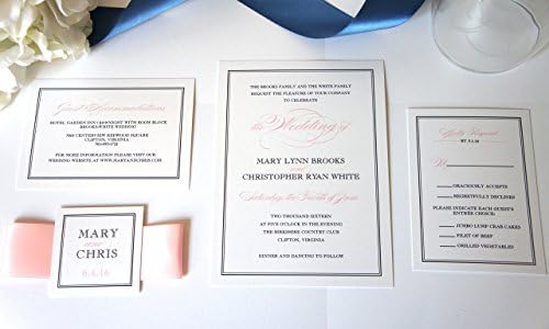 Pink and Navy Wedding Invitation- SAMPLE SET