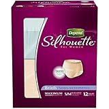 Depend Silhouette for Women Incontinence Briefs, Maximum Absorbency, Small/Medium, 12 Count (Pack of 4)