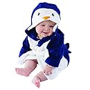 Baby Aspen, Wash &amp; Waddle Penguin Hooded Spa Robe, Blue/White, 0-9 Months