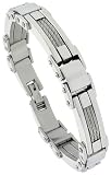 9 Gent's Surgical Steel Cable & Bar Bracelet 9/16 (14 mm) wide